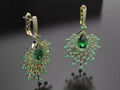 Earrings with many stones 3D print model