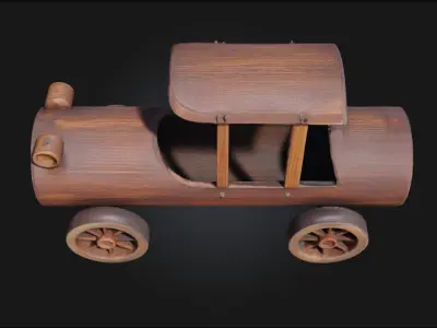Wooden Toy Car Model  Classic Charm in Miniature 3D model