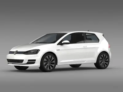 VW Golf TDI BlueMotion 3 door 2015 3D model