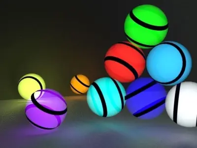 Coloured Stripped Balls 3D model
