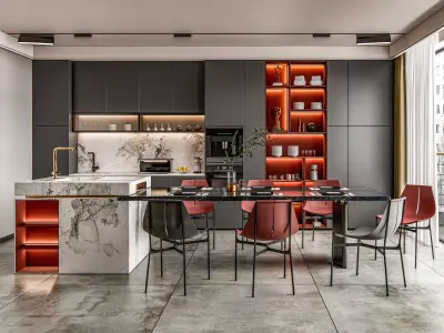 Kitchen Modern interior  0035 3D model