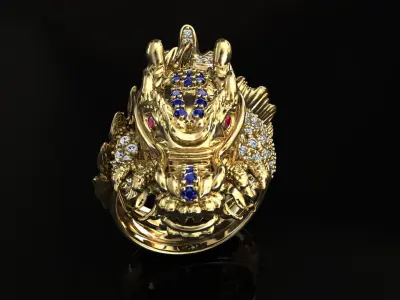 RING DRAGON print model 3dm 3D model