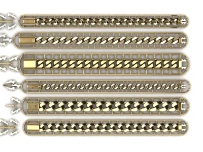 premium cuban bracelet  24 design stl 3D print model