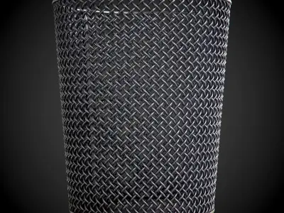 Round Steel Wire Mesh WasteBasket PBR 3D model