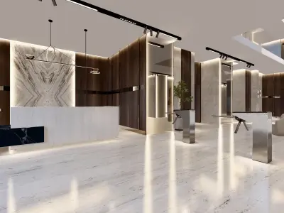 Modern hotel lobby   sketchup design 3D model