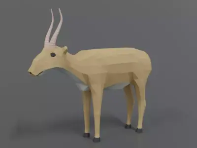 Low Poly Cartoon Saiga Antelope Low-poly 3D model