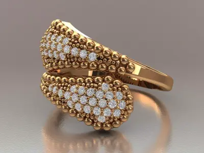 Pave Diamond Statement Ring 3D Model STL Luxury Jewelry CAD 3D print model