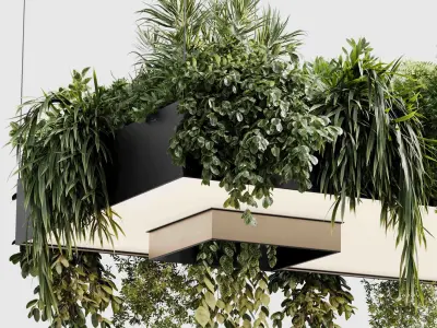 Rectangle pot light pendant - plant light hanging 24 3D model