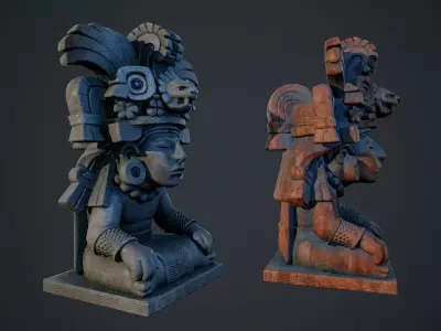 Aztec Statue 03 PBR Low-poly 3D model