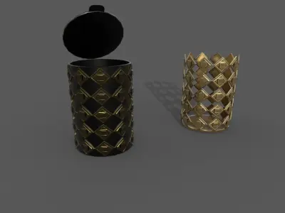 Bin Low-poly 3D model two gold vases Low-poly 3D model