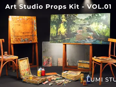 Art Studio Painting Kit Low-poly 3D model