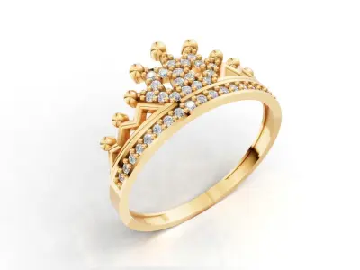 Elegant Crown Ring 3D Model  STL  3DM Files  3D print model