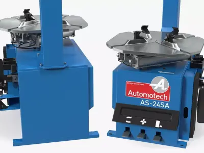 Automotech AS-24SA Semi-Automatic Tyre Changer 3D model