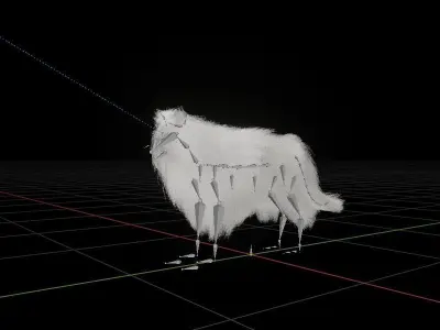 White House Cat Low-poly 3D model