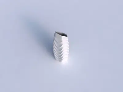 Vase bent hexagon with curved horizontal wavy sections 3D print model