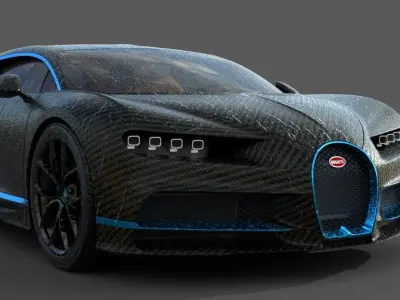 Bugatti Chiron Carbon Fiber Low-poly 3D model
