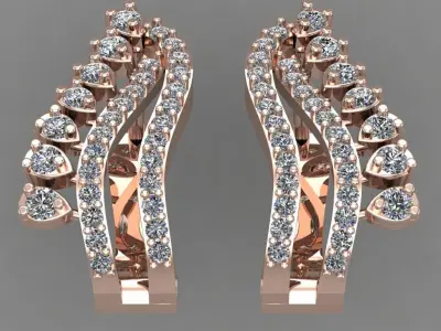 Rose Gold Diamond Women Earring 3D print Model 3D print model order