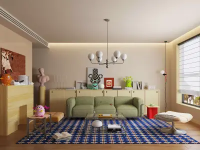 Bauhaus style living room 3D model