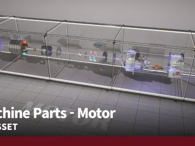 Machine Parts - Motor Low-poly 3D model