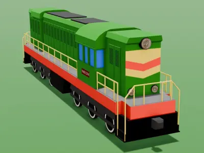 Cartoon Train Low poly 3D Model  Low-poly 3D model