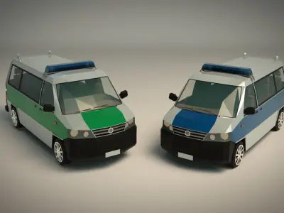 Low Poly Police Van 02 Low-poly 3D model