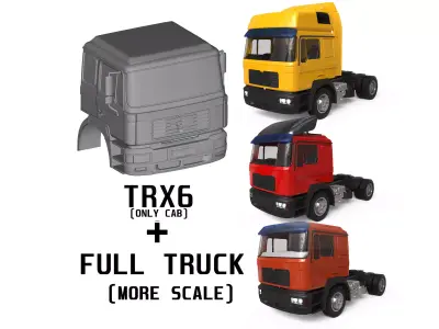 Old Truck F2000 cab 3 version full truck  And TRX6 only cab 3D Model Pack