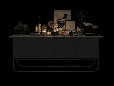Decorative Set shabby chic sideboard - sims - home decor 3D model