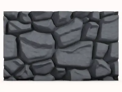 Large Rubble Stone Wall Kit 3D model