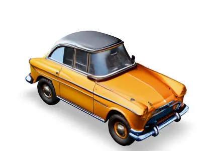 Classic Orange Vintage Car 3D Model Low-poly 3D model