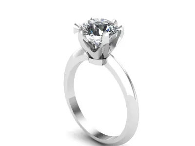 Solitaire engagement ring with tiffany setting 3D print model