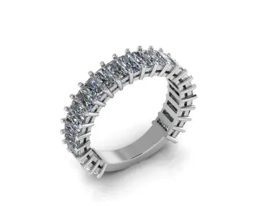 Woman wedding band with baguettes  3D print model
