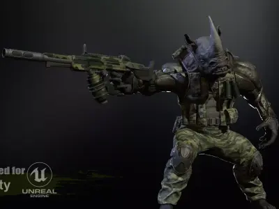 Rhino Soldier Low-poly 3D model