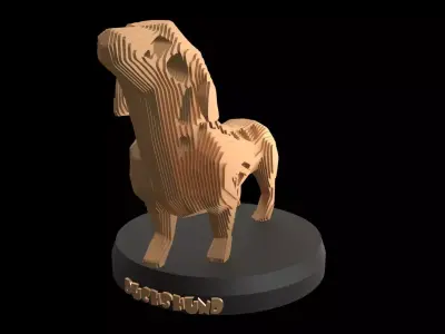 Parametric V Dachshund Low-poly 3D model
