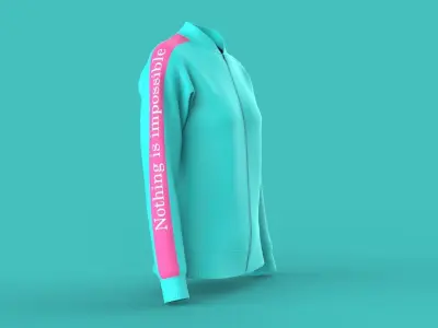 Raglan Fashion Casual Slim Sports Rib Jacquard Zipper Jacket 3D model