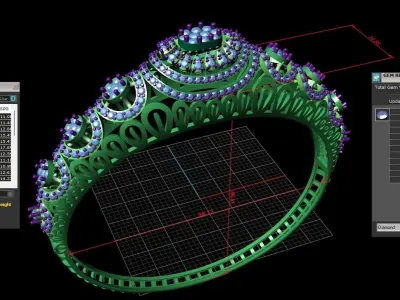 Rose Gold Diamond Woman Bracelet 3D Print Model 3D print model shop