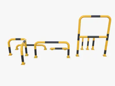 Traffic safety barrier pack v1 Low-poly 3D model