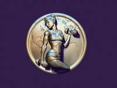 Medallion icon with the image of a young girl athlete 3D print model