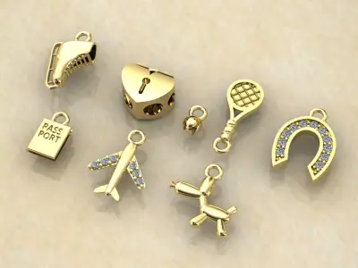 8 Bracelet or necklace pendants Free 3D print model