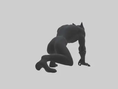 Black Panther crouching model 3D model