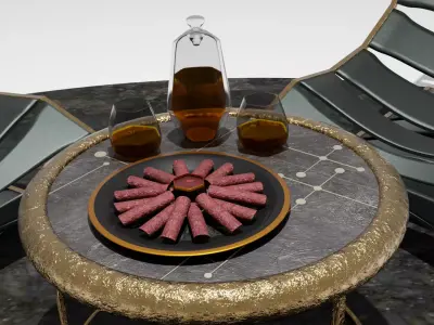 Wiskey pair of lounge chairs and table Free 3D model