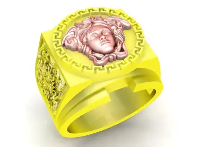 Medusa and Dragon Luxury Men Ring Design 93a 3D print model
