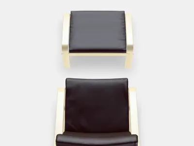 POANG Armchair and footstool Low-poly 3D model