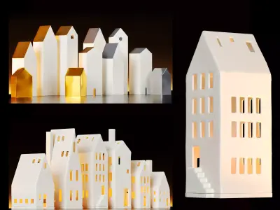 Miniature Houses For Decoration Set 3D model