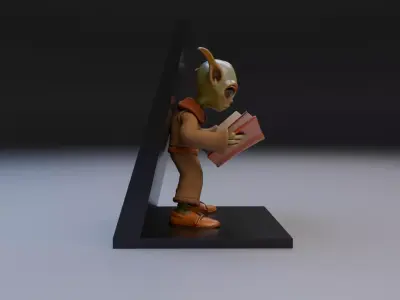 alien reading book book stand  3D print model