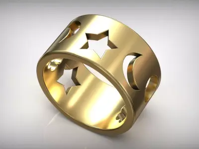 Moon Star Minimal Gold Ring Free 3D print model
