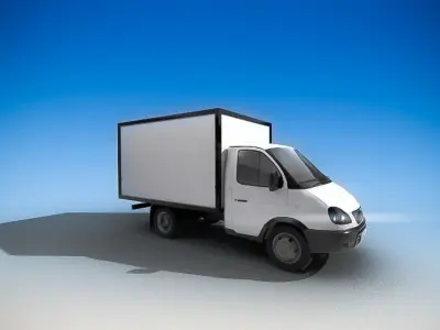 GAZ-3302 Low Poly delivery truck on sky Low-poly 3D model