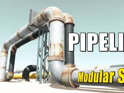 Pipeline Modular Set Low-poly 3D model