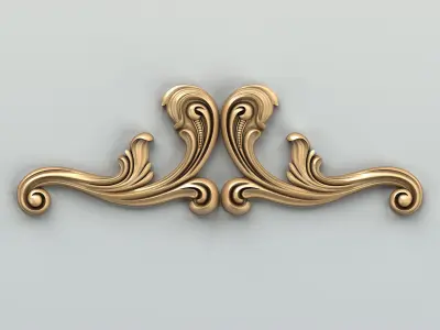 Carved decor horizontal 043 3D model