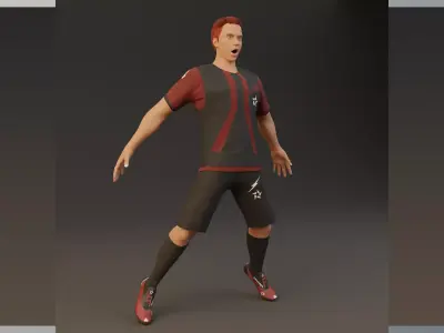 Football Player game ready character  Low-poly 3D model