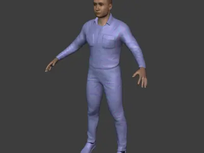 Construction Worker -- with IK and FK Rig Low-poly 3D model